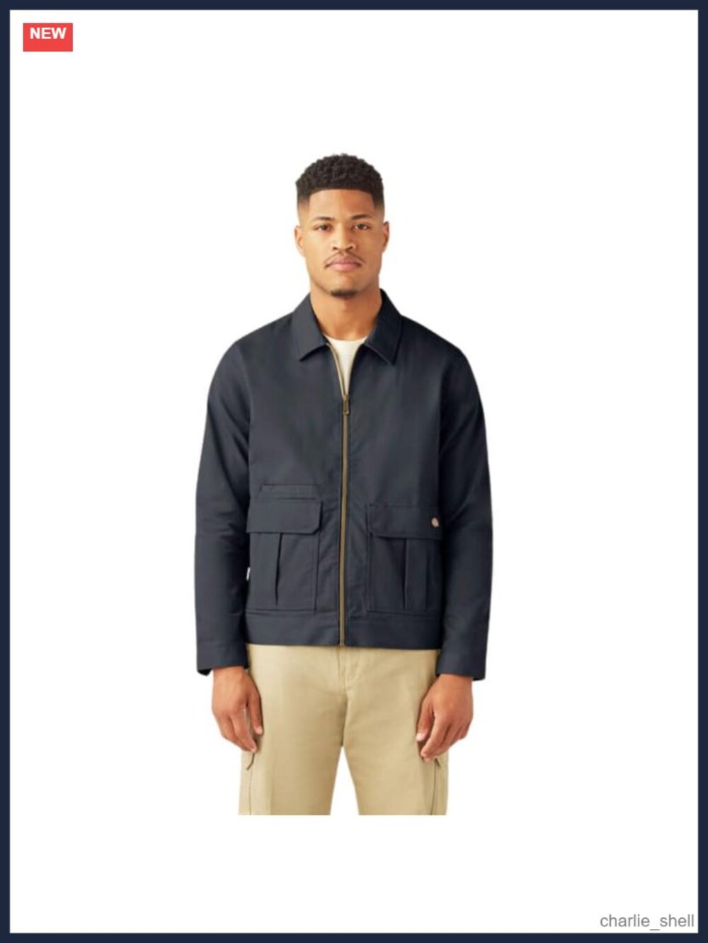 Lightweight Casual Twill Utility Workwear Jacket Snap Zip Regular Fit